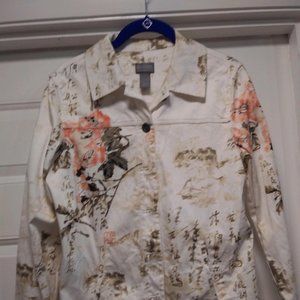 Chicos White Printed Jacket Size 0